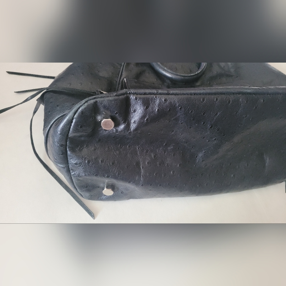 GUC Rebecca Minkoff Romeo Leather  Satchel Ostrich Style Black - Picture 9 of 16